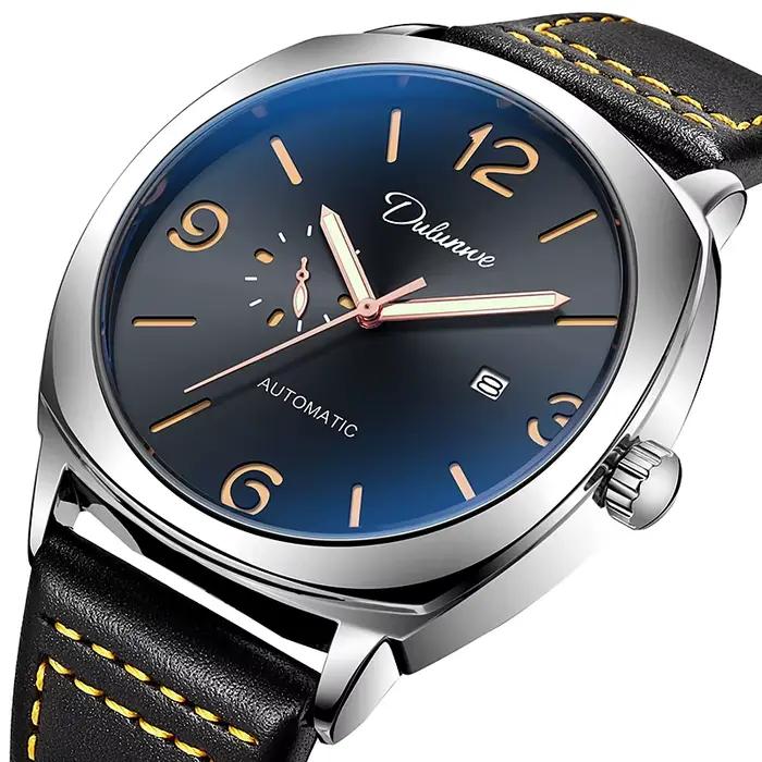 Montres pour hommes montre mécanique automatique originale classique pour homme bracelet en cuir verre minéral étanche Date lumineuse