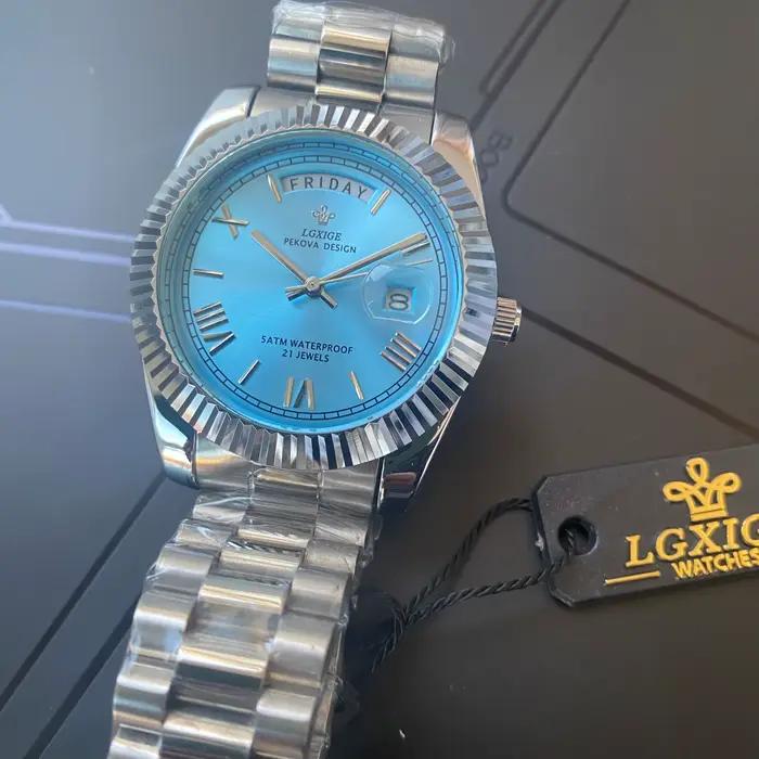 LGXIGE – montre bleu ciel pour hommes
