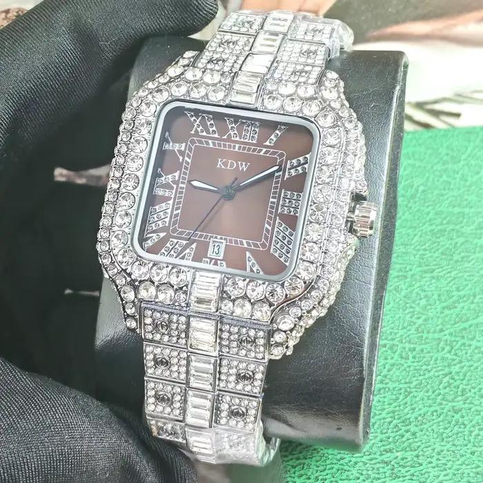 Montre en Quartz Diamantée de Luxe pour Homme
