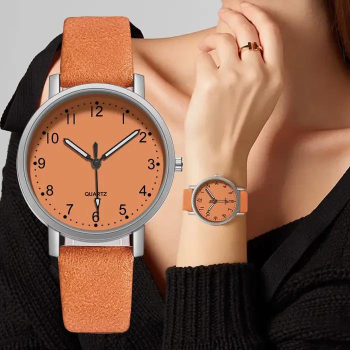 Montre Vintage pour femmes bracelet en cuir montre-bracelet montres à Quartz