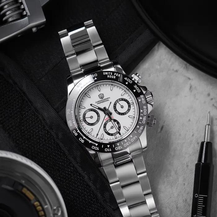 Montre en acier inoxydable avec lunette céramique lumineuse à quartz pour homme résistante à l'eau occassions spéciales plongée sport luxe