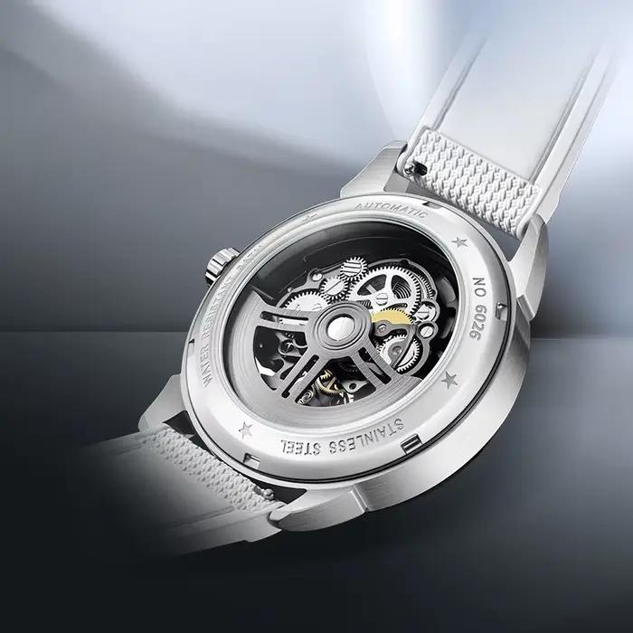 MARK FAIRWHALE montre automatique pour hommes cadran squelette bracelet en caoutchouc fluoré étanche montre-bracelet de luxe à la mode