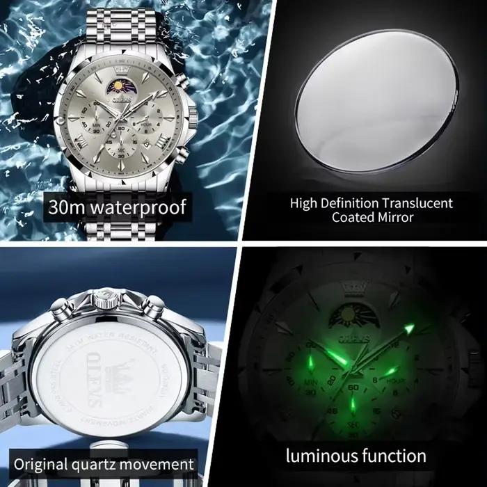 Montres pour hommes OLEVS Top Moon Phase Fashion