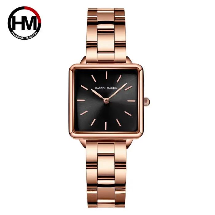 Hannah Martin marque Design Simple femmes Bracelet montre mode décontracté en cuir en acier inoxydable maille bande Quartz montres cadeau