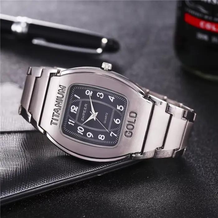 Nouvelle mode hommes de luxe Tonneau montres pour homme célèbre affaires en acier inoxydable montre à Quartz cadeaux Reloj Hombre mâle horloge-bracelet
