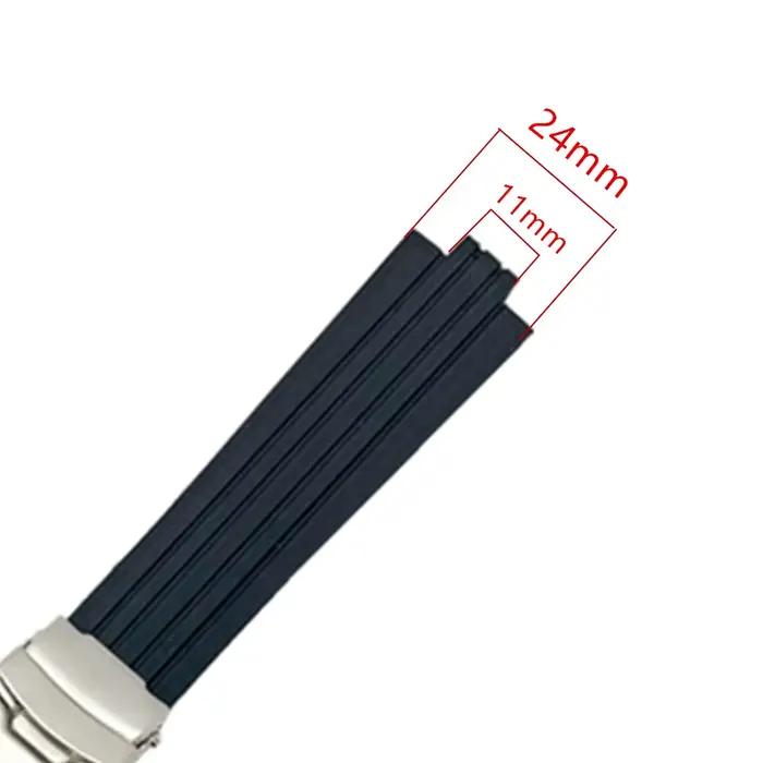 Silicone Watchband For Oris Aquis Watch Band Convex Strap Stainless Steel Safety Buckle Wrist Bracelet Black 24mm x 11mm