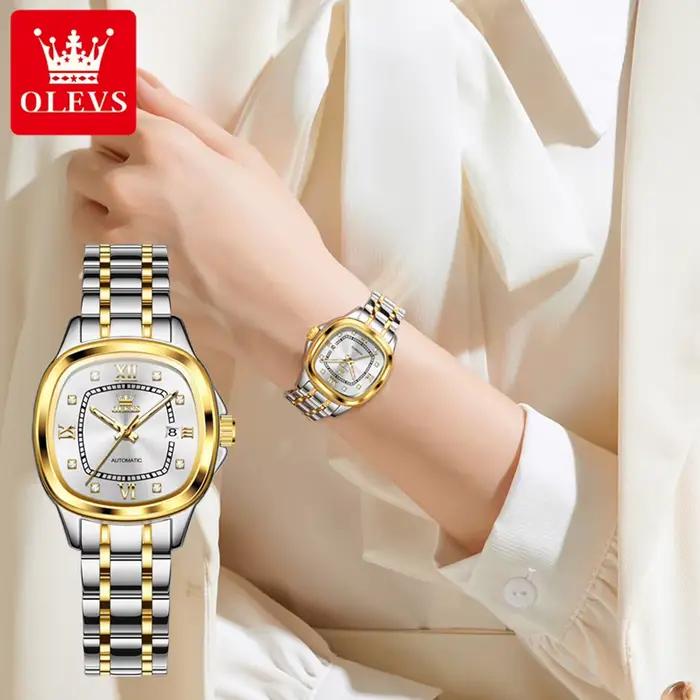 OLEVS 9810 montre mécanique automatique pour femmes de luxe échelle de diamant montre-bracelet