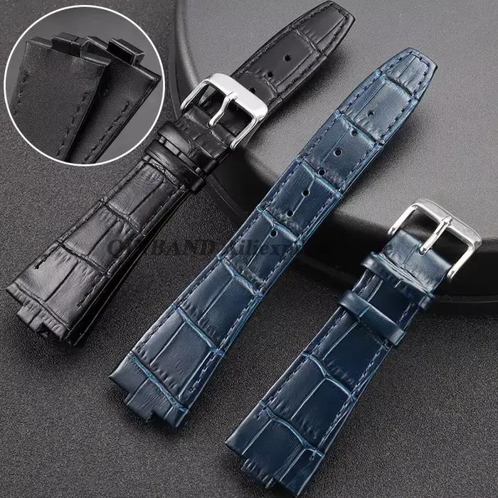 Bracelet de montre en cuir de vachette convexe pour Vacheron Constantin Overseas unisexe élégant pour homme et femme occasions spéciales et tous les jours