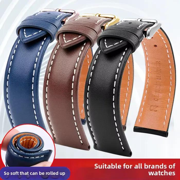 Bracelet de montre en cuir véritable 20mm 21mm 22mm 24mm pour Breitling Longines Tissot IWC bracelets noir marron bleu