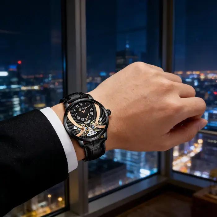 Montre mécanique classique Ailang Real Double Flying Tourbillon en cuir véritable étanche OEM automatique 2026