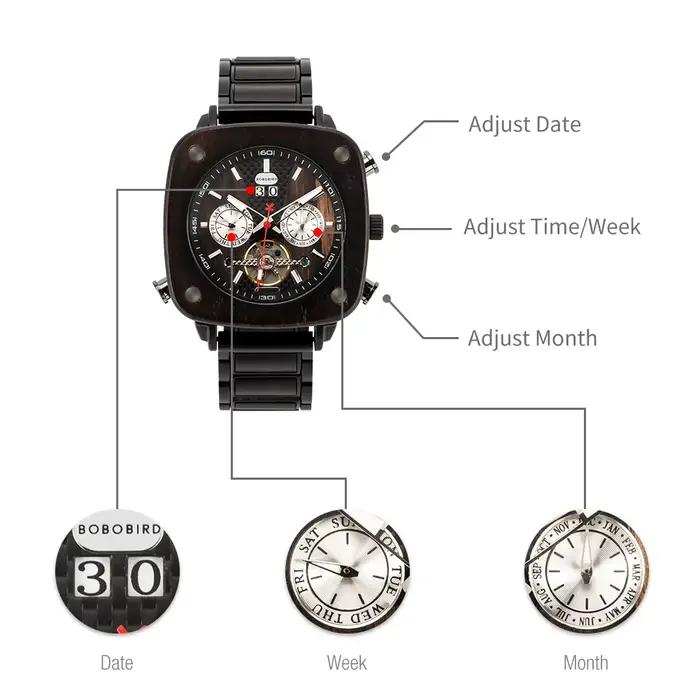 BOBO BIRD-Montre mécanique en bois pour homme
