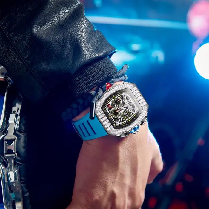 Vente chaude mode entièrement automatique montres mécaniques hommes ONOLA conception Unique avec diamant incrusté bande
