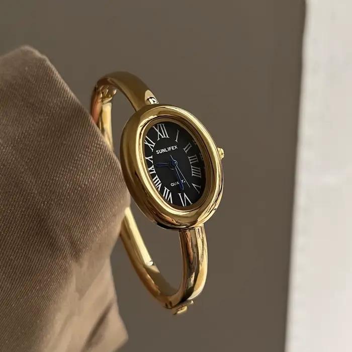 Montre de baignoire femmes haut de gamme or Rose lumière luxe rond Bracelet en métal montres dames mode Quartz