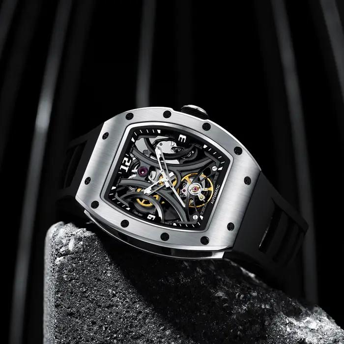 Montre automatique en Fiber de carbone pour hommes