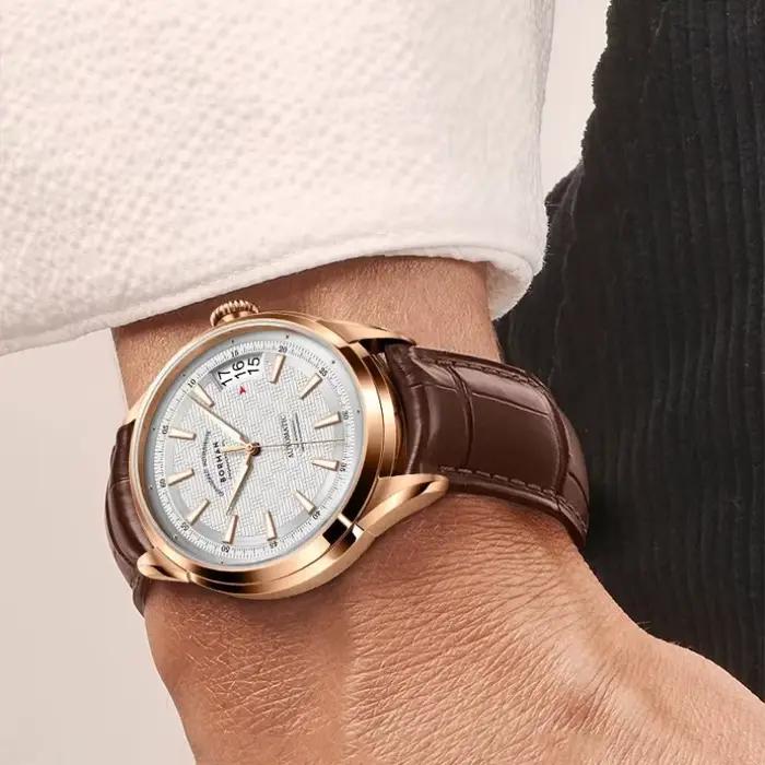 BORMAN hommes montre automatique de luxe 42.5mm montre-bracelet mécanique 50M étanche saphir miroir grille cadran lumineux Date fenêtres