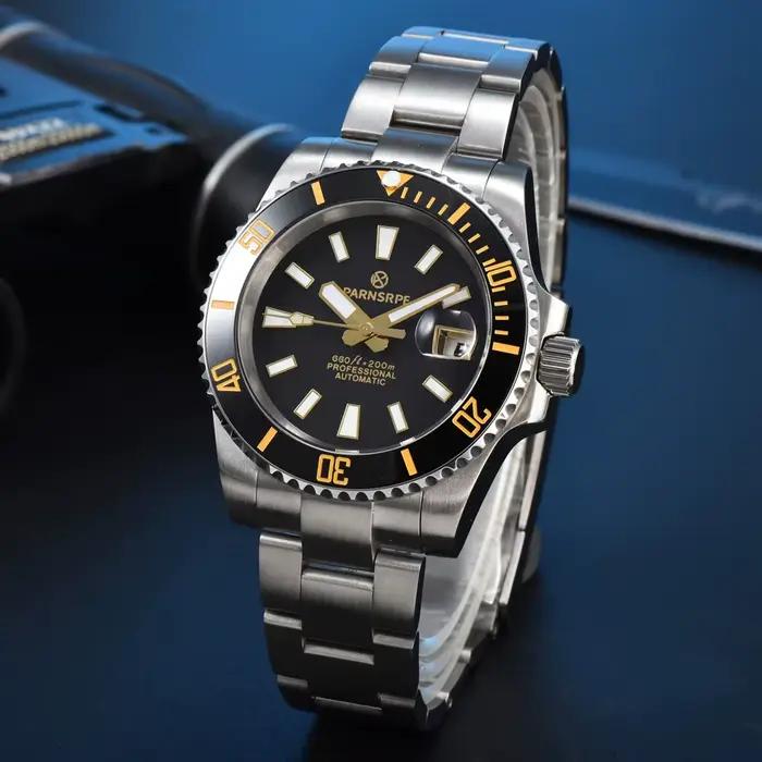 Montre mécanique PARNSRPE pour homme avec mouvement NH35, cristal saphir, bracelet acier inoxydable, résistance à l'eau 20 bars, élégance et précision pour toutes les occasions
