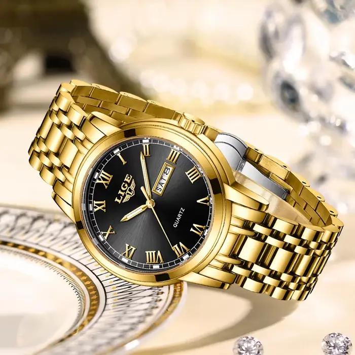 LIGE 2023 nouvelle montre en or femmes montres dames créatif en acier
