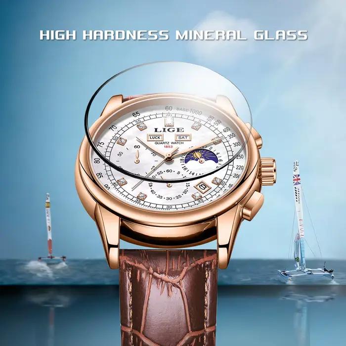 Montre chronographe LIGE pour homme, montre de marque haut de gamme, montres décontractées à la mode, montres sportives militaires, montres à quartz en cuir, montre pour homme d'affaires, résistante à l'eau, avec fonction date automatique, calendrier complet et luminose
