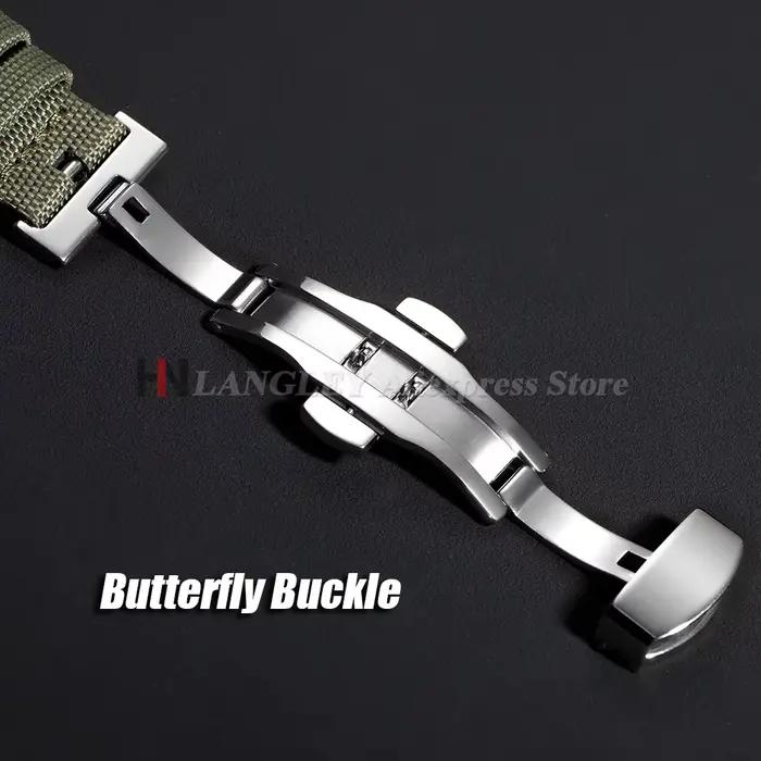 Bracelet de montre en tissu voile 20mm 22mm pour Omega pour Seiko Business boucle papillon en Nylon étanche hommes