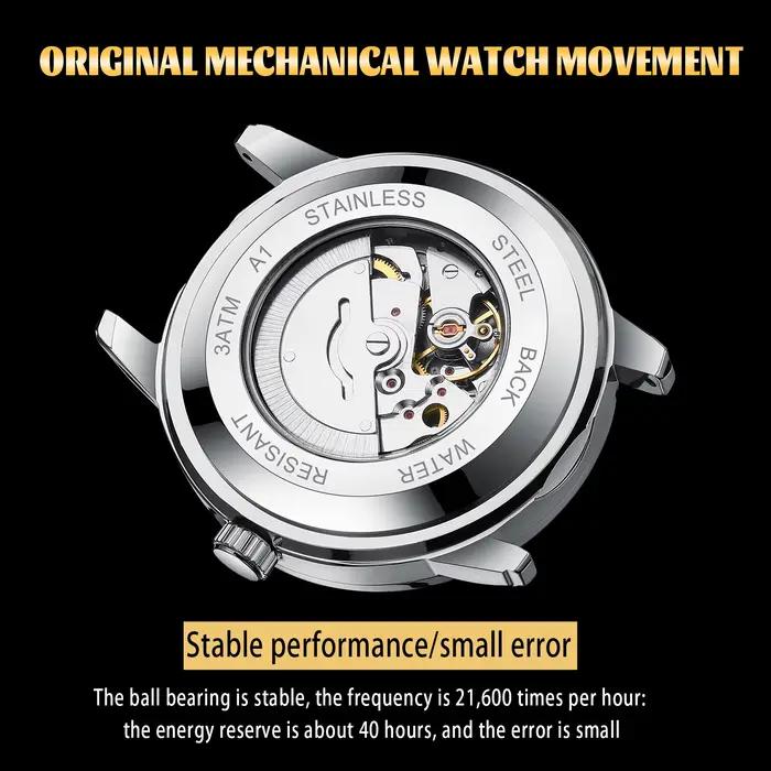 Dianpai montre mécanique entièrement automatique pour hommes d'affaires Simple calendrier en acier inoxydable