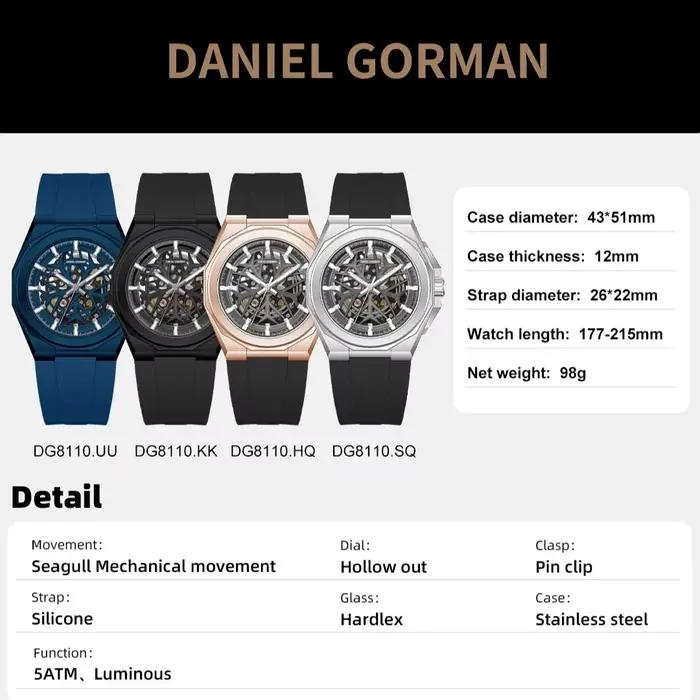 Montre squelette Daniel Gorman en acier inoxydable