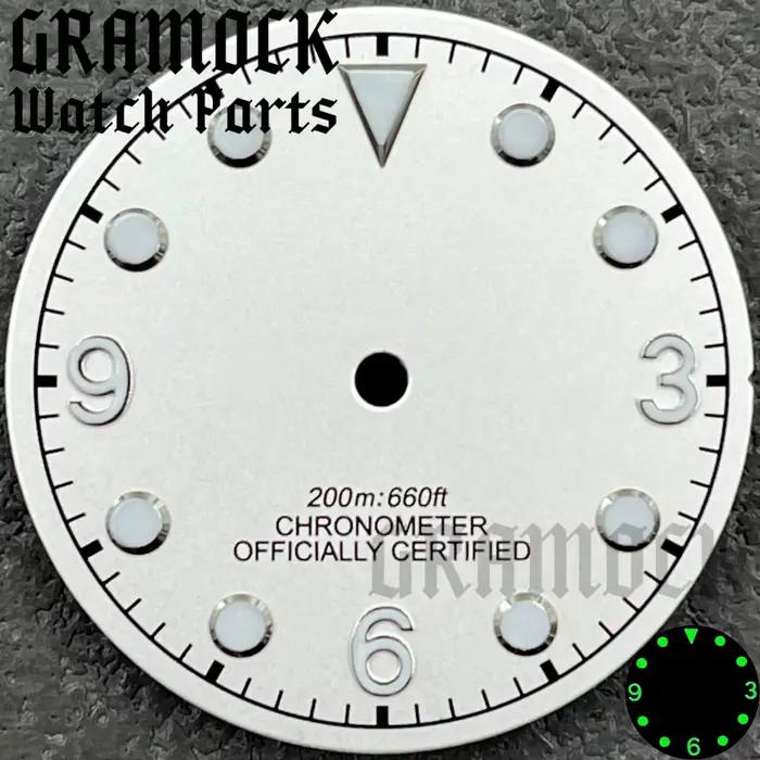 Gramock – cadran de montre bleu/marron/noir/blanc, 29mm, avec luminescence verte, adapté au mouvement automatique NH35/ETA PT5000/Miyota Mingzhu