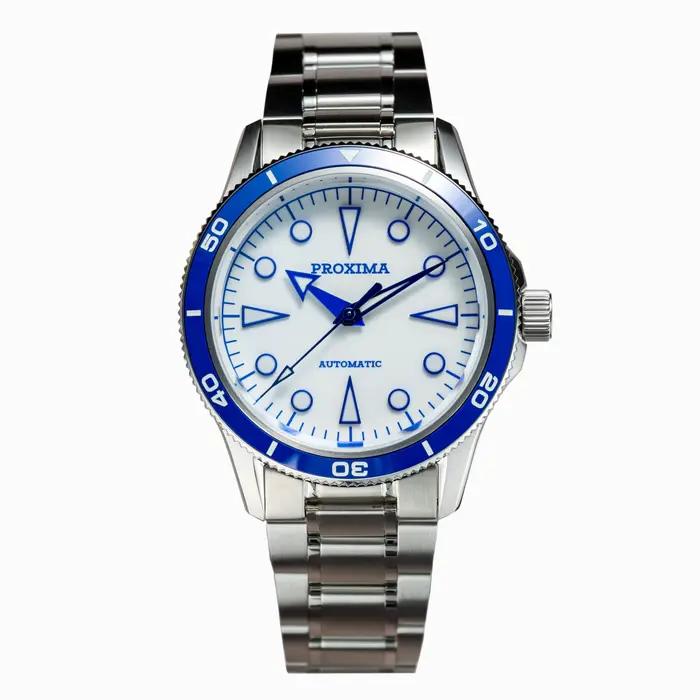Montre automatique Proxima pour homme avec lunette en céramique et cadran en émail saphir résistante à l'eau pour diverses occasions et activités