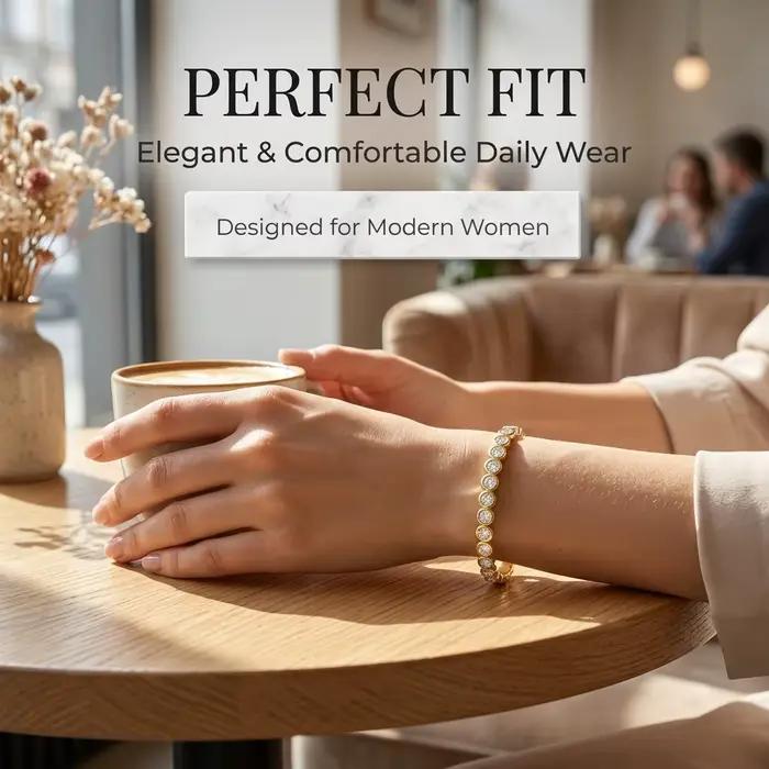 Bracelet Original Zircon en Acier Inoxydable Or Argent Y2K Pour Femmes Occasions Spéciales