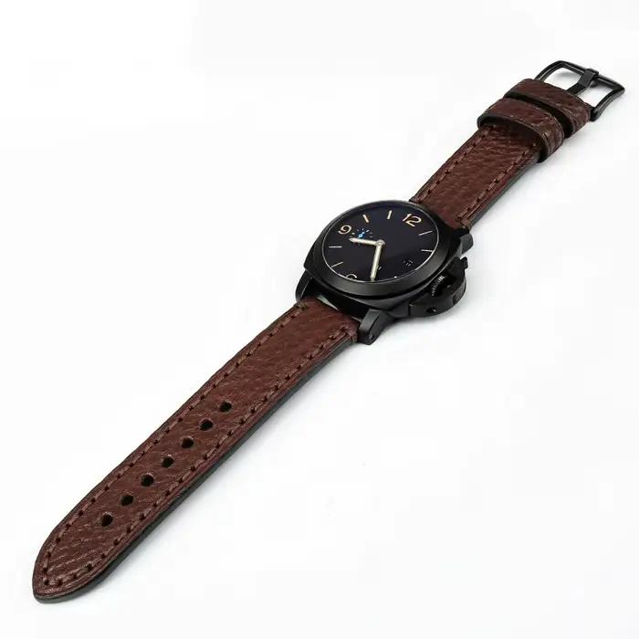 Bracelet de montre en cuir véritable noir brun clair rouge vert avec boucle en acier inoxydable pour montres traditionnelles occasions spéciales