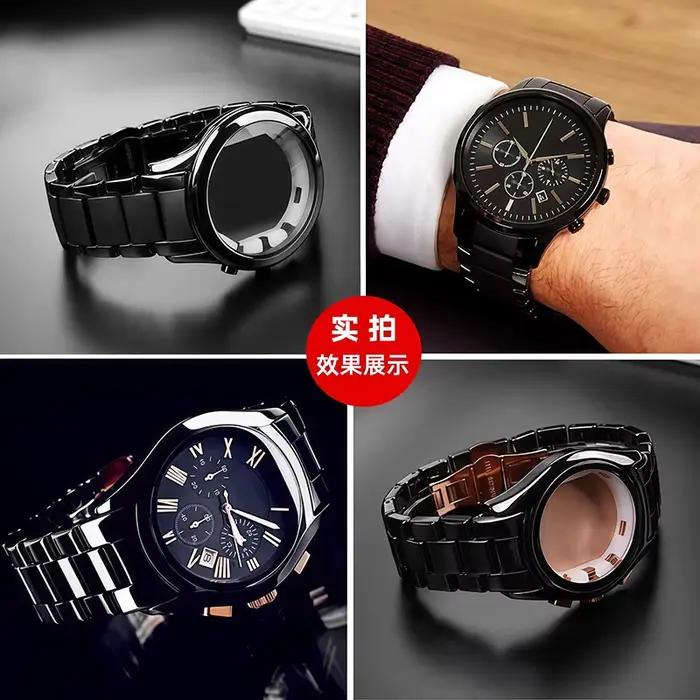 Bracelet de montre en céramique de haute qualité pour hommes compatibles avec montres Armani AR1451 1452 1400 1410 nuances subtiles et finition polie