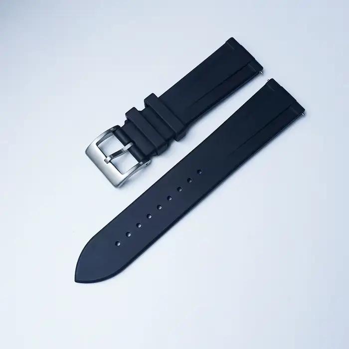 FKM Bracelet de montre en caoutchouc fluoré 20 mm/22 mm - Conception classique à tête plate en T pour Rolex/Omega/Seiko Compatibilité universelle