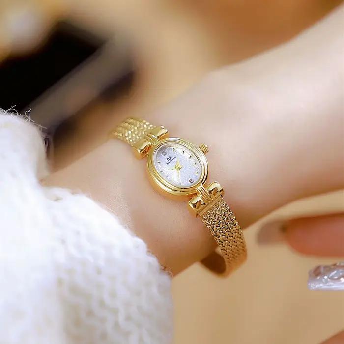 BS marque originale montre pour femme ovale or maille bracelet Vintage