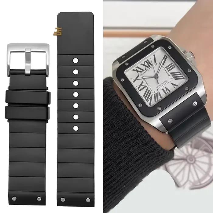 Bracelet de Montre en Silicone pour Cartier Santos100