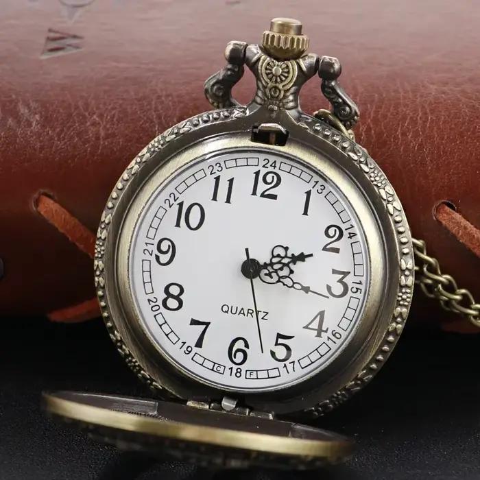 Bronze FullMetal Alchemist montre de poche hippocampe creux Relief Vintage Steampunk bijoux collier