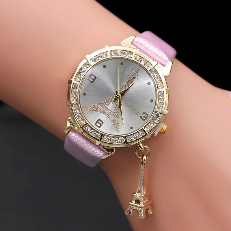 2020 dames montres mode Paris tour Eiffel montres femmes Faux cuir montres à Quartz Relogio Feminino