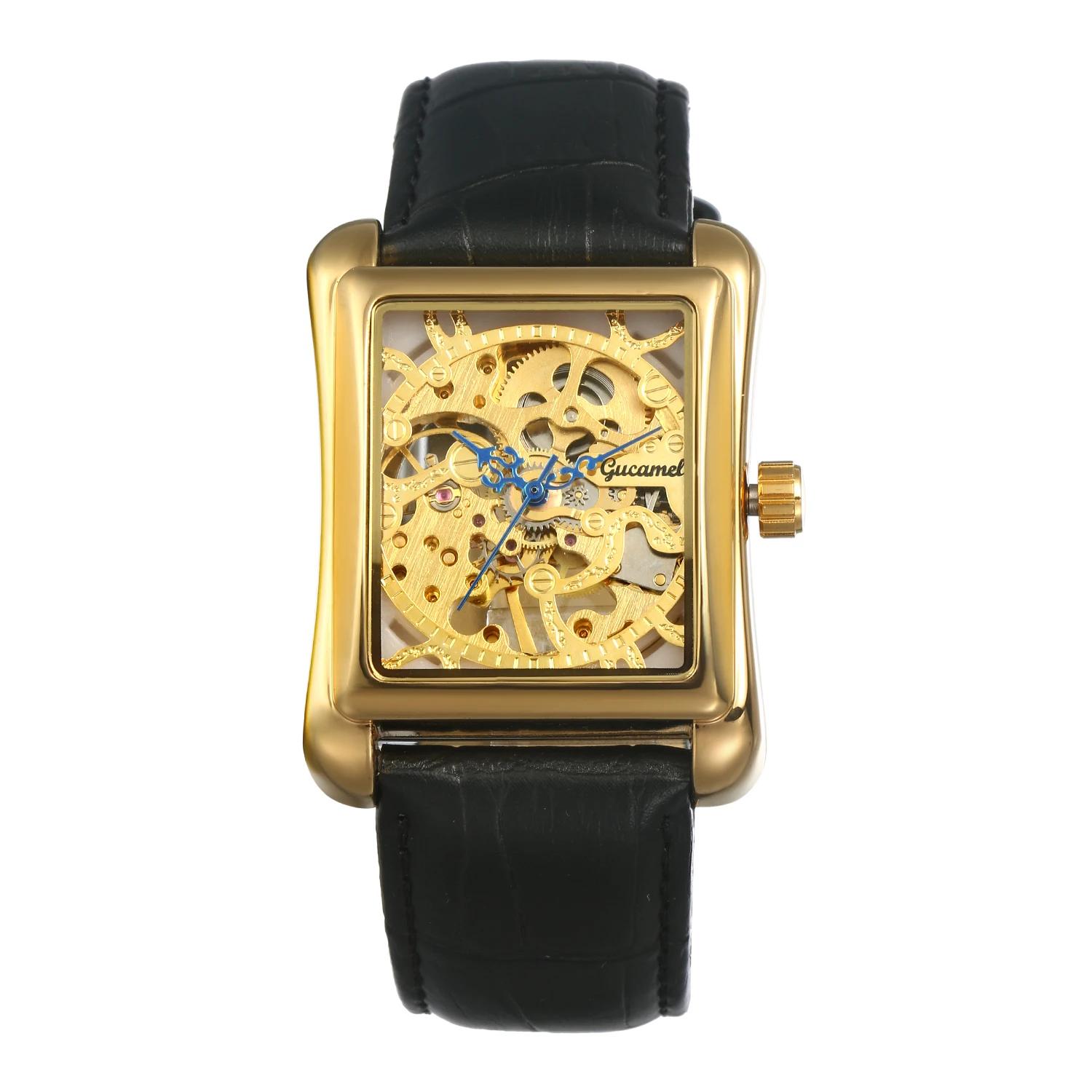 LANCARDO – montre mécanique automatique pour hommes, montre-bracelet Simple avec bracelet en cuir