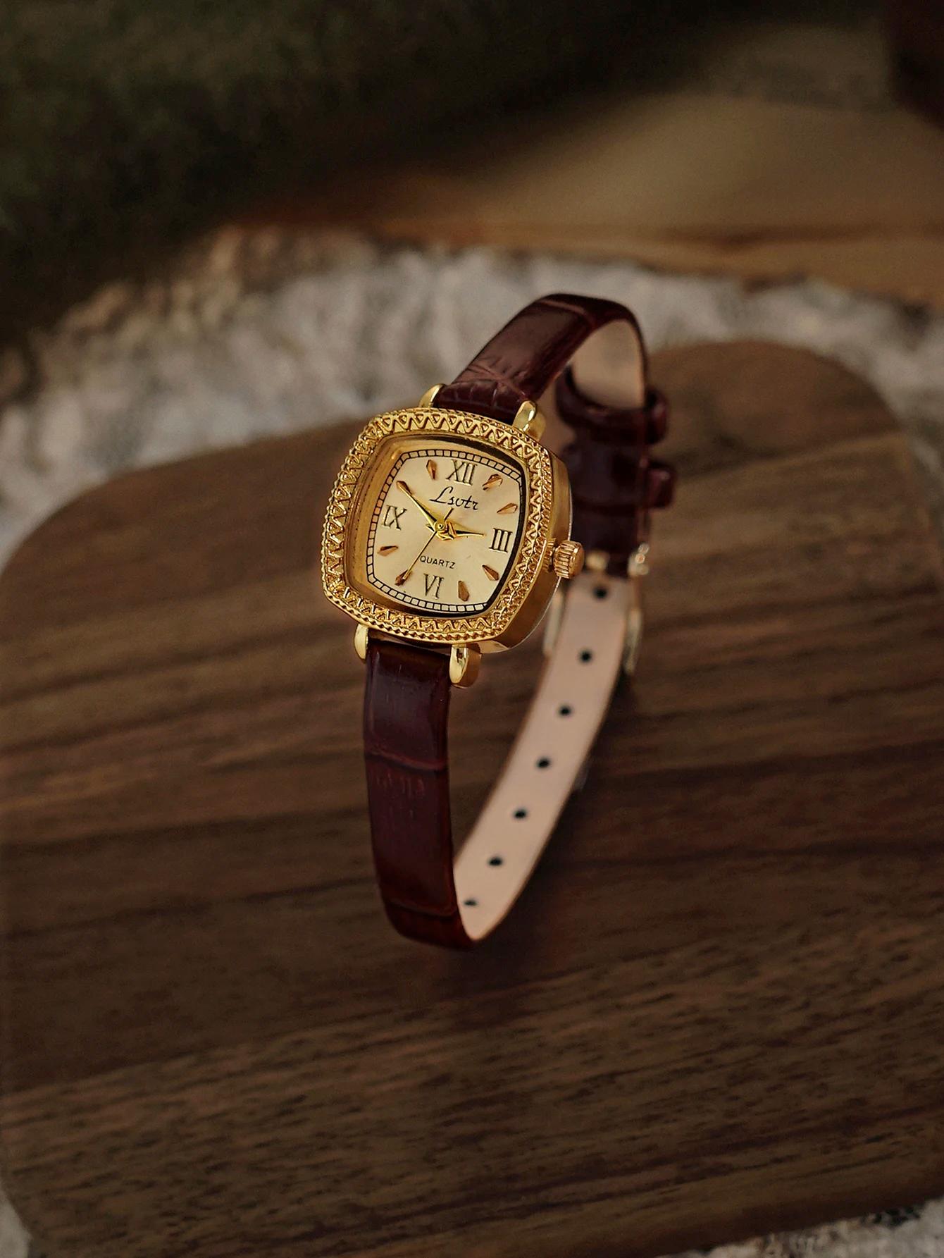 1 Nouvelle montre à quartz pour femme, élégante et raffinée, de haute qualité, avec bracelet en cuir
