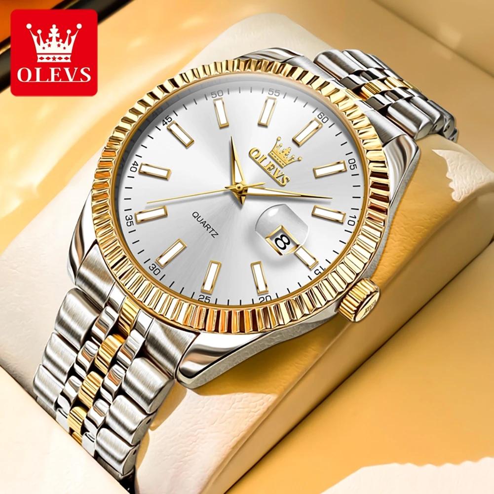 OLEVS 5593 Couple montre mode affaires étanche en acier inoxydable montre de luxe marque classique D