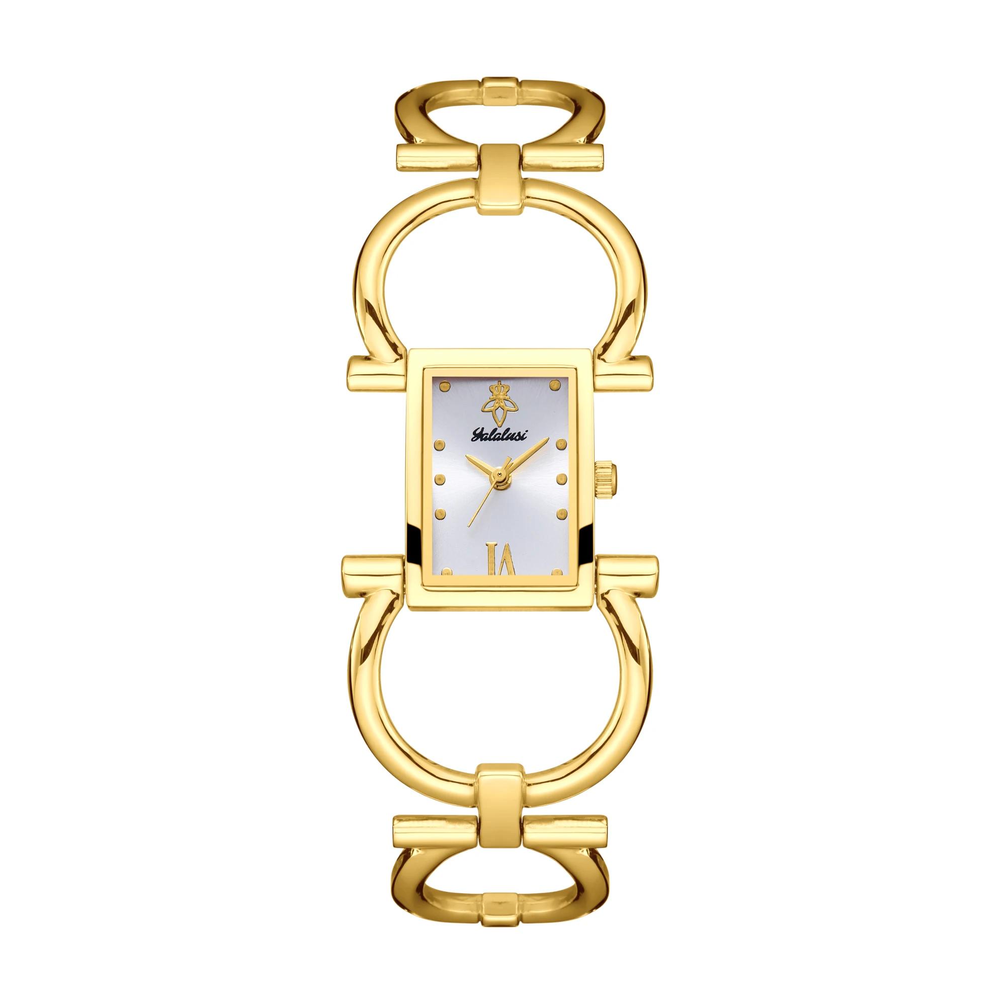 Montre à quartz pour femme YaLaLuSi de style vintage français, avec bracelet en chaîne ajourée géomé
