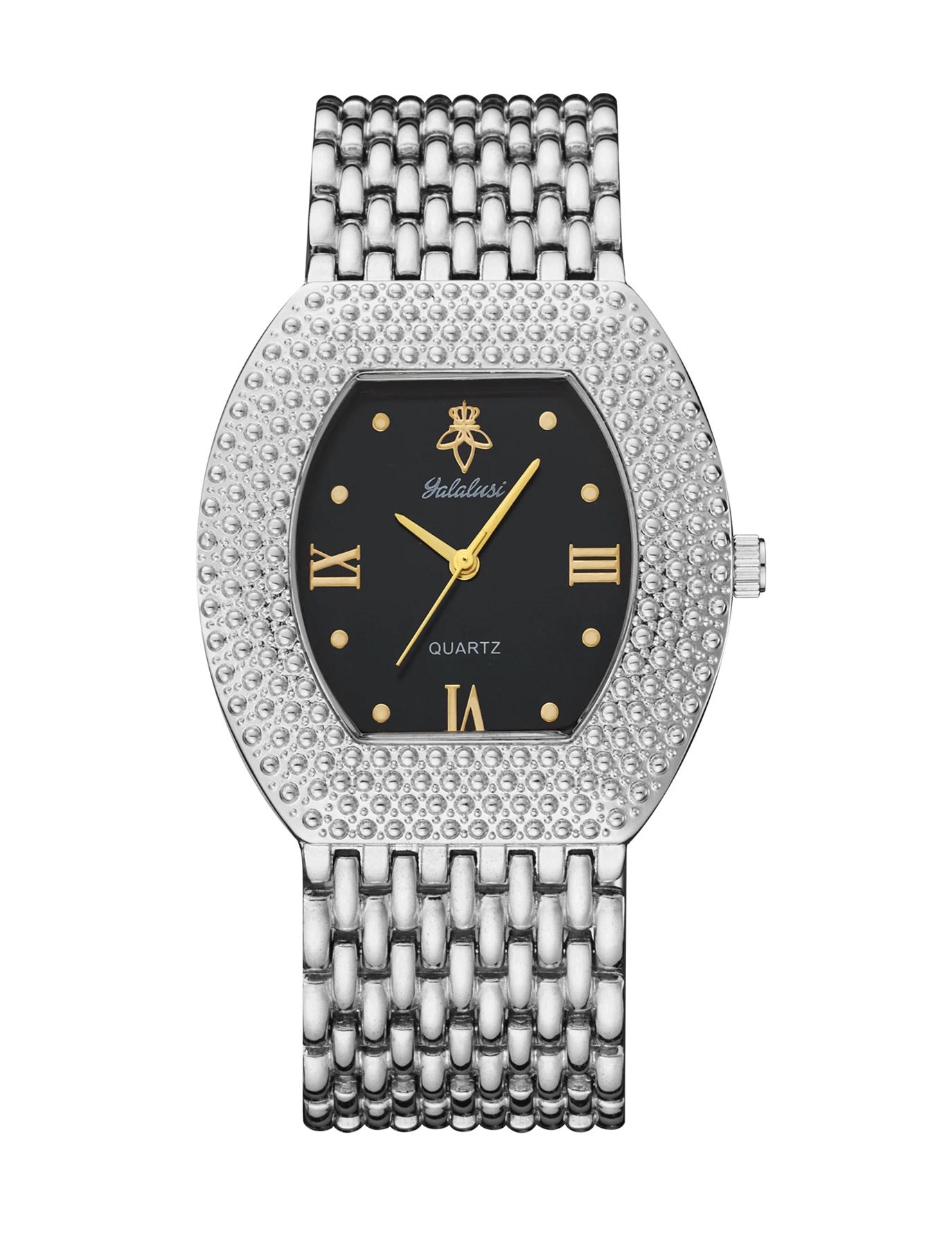 YaLaLuSi Montre élégante pour femmes, de style rétro, en forme de seau, avec un bracelet en acier et