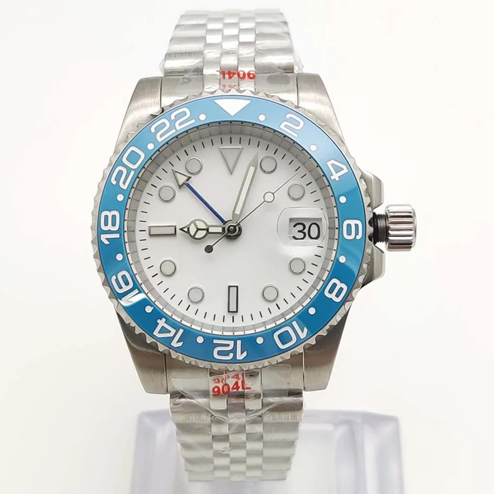 Parnsrpe 2026 Nouvelle Montre MingZhu GMT-Master II 3804 Style GMT de Luxe Cadran Blanc Lunette Bleu