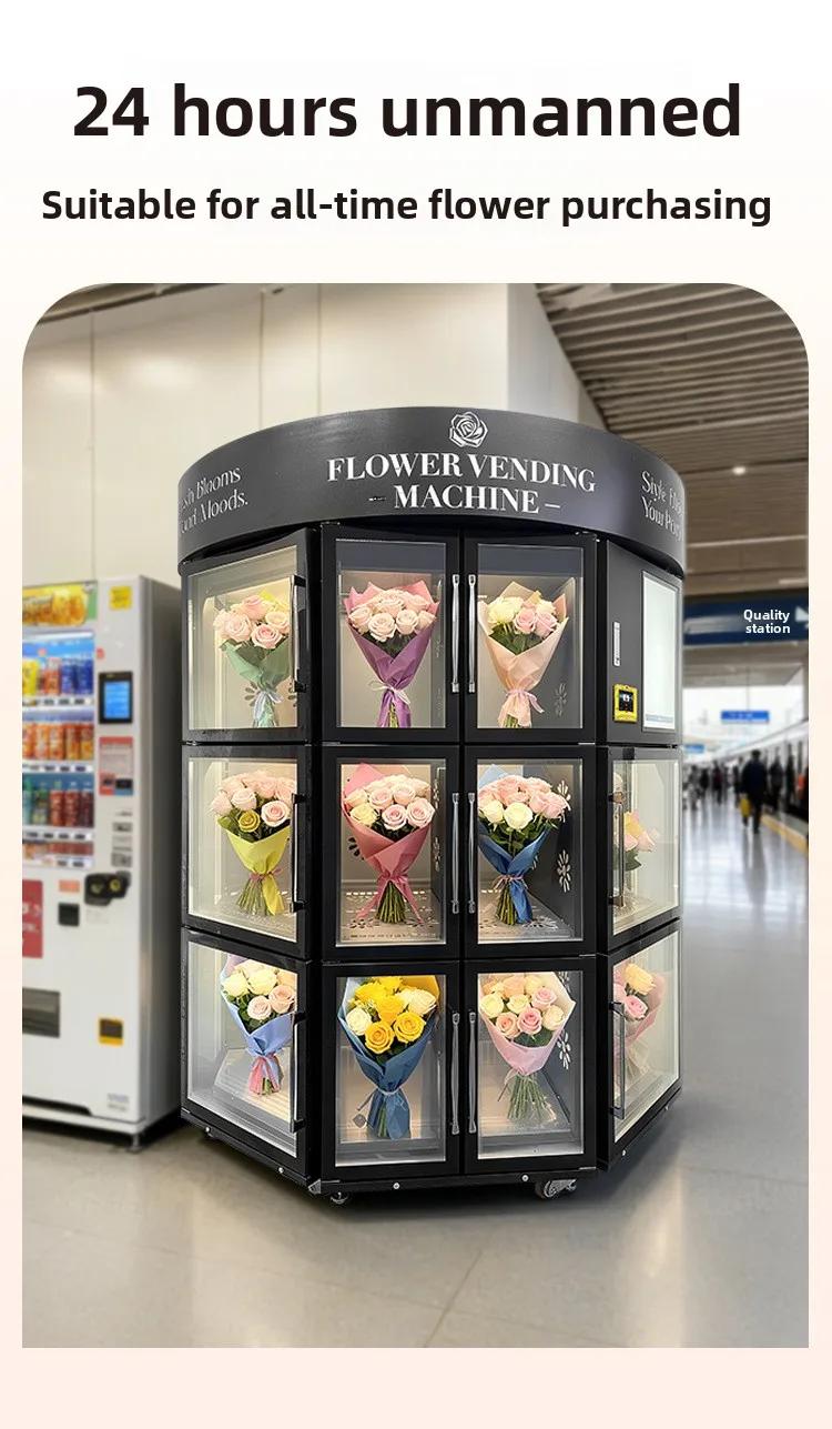 Distributeur automatique intelligent de fleurs à commande par scan, kiosque autonome 24h/24 et 7j/7 