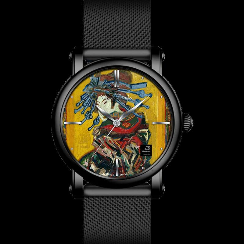 Montre-bracelet de luxe originale pour usage quotidien VAN GOGH, montre à quartz pour homme, bracele