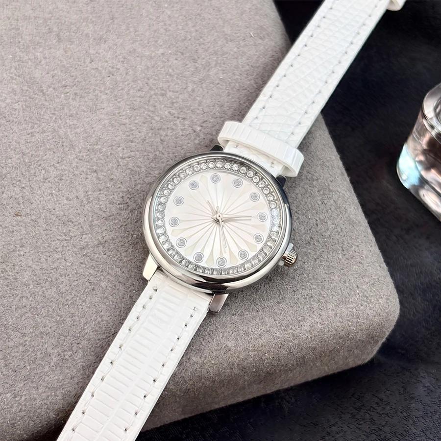 Montre pour femmes : Cadran à motif de feux d'artifice circulaires, bracelet en cuir, montre classiq