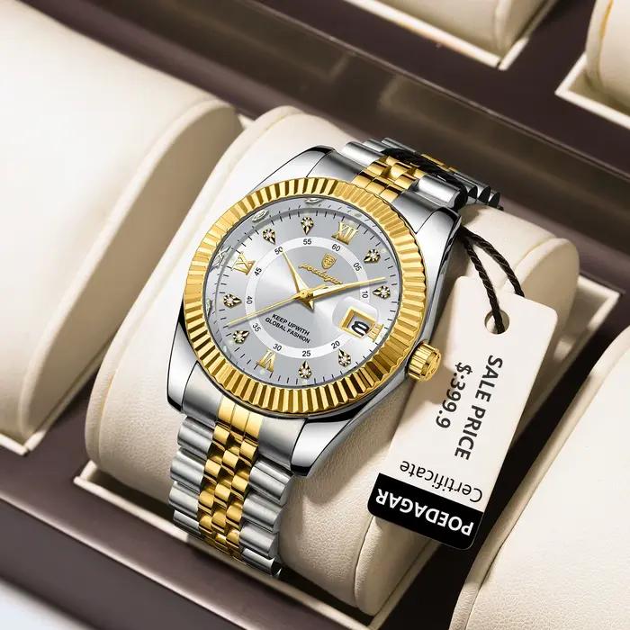 POEDAGAR luxe hommes d'affaires montre-bracelet étanche lumineux Date militaire homme montre en acie
