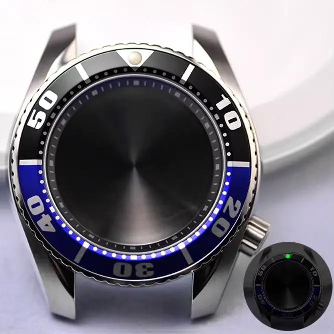 HEIMDALR pièces de montre solide 42mm acier inoxydable poli SBDC/boîtier Sumo bleu noir lunette saph