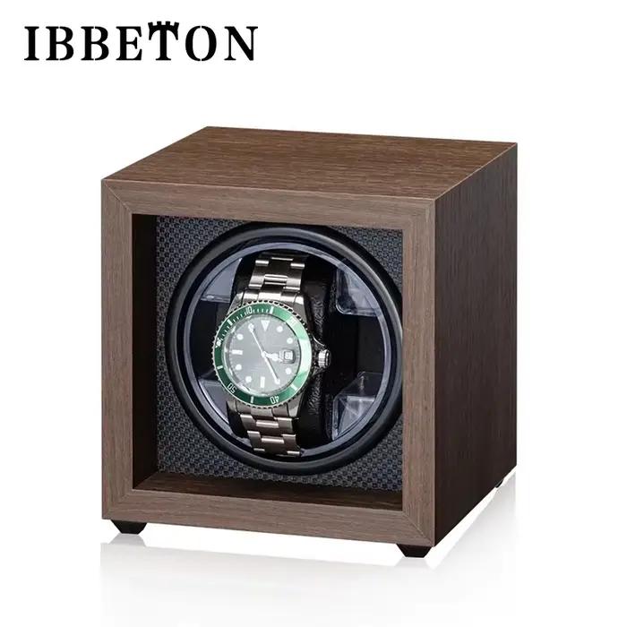IBBETON Boîte à montres automatique en bois grain noyer noir, remontoir de montres mécaniques, multi