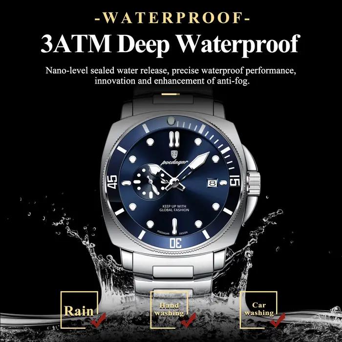 POEDAGAR haut à la mode montre de luxe pour hommes étanche lumineux Date montres pour hommes en acie