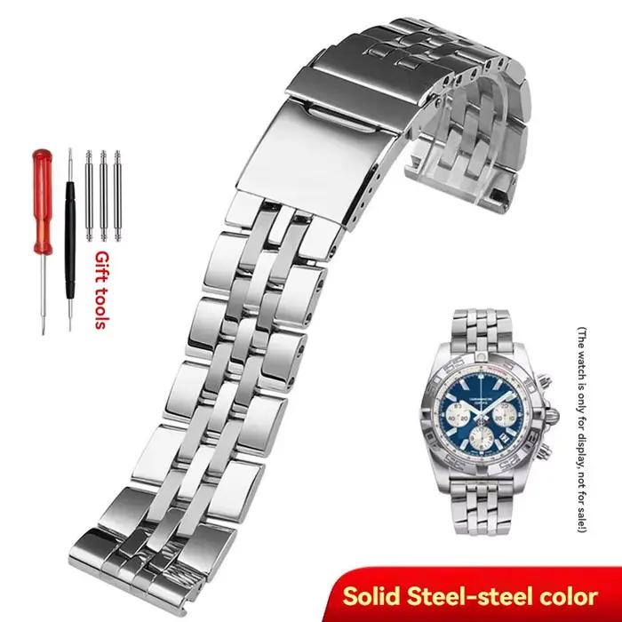 Bracelet de montre en acier inoxydable massif, 22mm 24mm, pour Breitling Super Challenger Navitimer