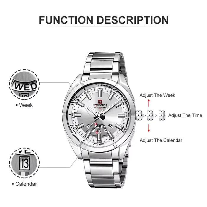 NAVIFORCE montre décontractée classique pour hommes en acier inoxydable teel Sport étanche hommes mo